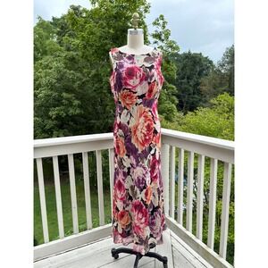 Talbots 100% Silk Maxi Dress 6 Multicolor Floral Sleeveless Cottagecore Flowy